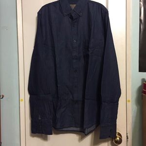 Vintage Red Button Down Blue Cotton Shirt